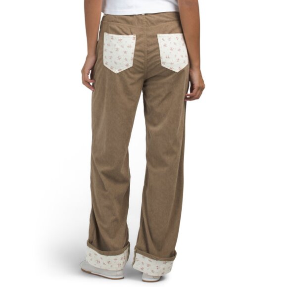 SUNDAY EDITION Brown Cuffed Pants With Printed Hem - Picture 2 of 2